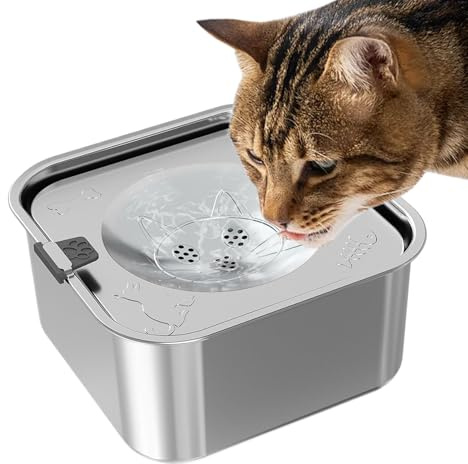 Slobber Stopper Bowl, Stainless Steel 3L Dog Water Fountain, Large Capacity Cat Dishes, Pet Bowl for Puppy, Ferret, Senior, Home, Kennel, Travel, 7.91x7.91x4.25 inches