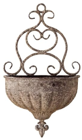 Ioensy Fioriera Da Parete Porta Pianta Vaso Pensile Ferro Stile Vintage Classico Funzione Decorativa Adatta per Arredamento Interno Esterno Negozio Giardino, Piccolo