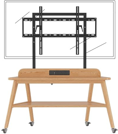 QUSYZD Soporte móvil de Madera para TV, Carrito con Ruedas para televisores de 40 a 85 Pulgadas, Soporte de Suelo inclinable y con Ruedas, Soporte Ajustable con Ruedas, Soporte para,Natural