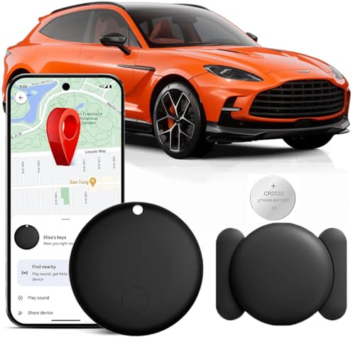 Localizador GPS para Coche, Air Tracker Android Buscador de Objetos Funciona con Google Find Hub, Tiempo Real Global Seguimiento del GPS Coche Localizador Sin SIM y Tarifa Mensual Sin Suscripción