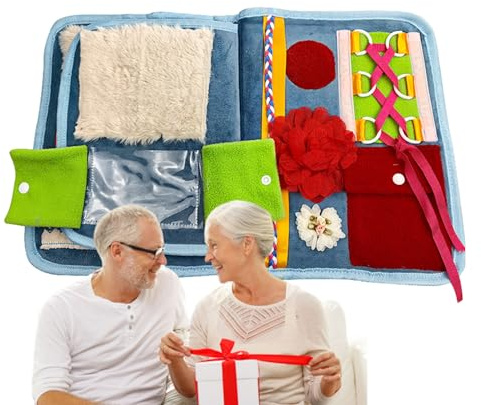 Couverture Fidget – 30 x 50 cm, coussin sensoriel, couette pour activités sur la démence, aide à la maladie d'Alzheimer | Calmant, Stimulateur Polyester/Coton, Outil Thérapeutique pour Personnes Âgées