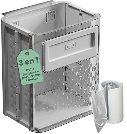 Cubo de basura cocina extraible plegable con colgador universal | Sistema limpio con panel imantado para empujar residuos, compatible con cubo basura orgánica y cubos de basura bajo fregadero