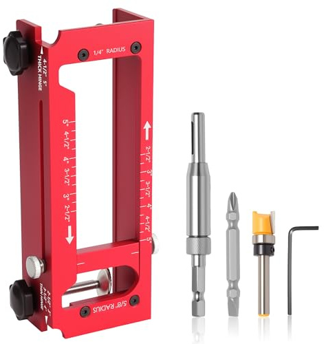 Muaoush Door Hinge Jig, Adjustable Mortising Template for Carpenters | Aluminum alloy for door & cabinet installation. Fits 1/4 & 5/8 radius or square corners. Precise router cut out template.