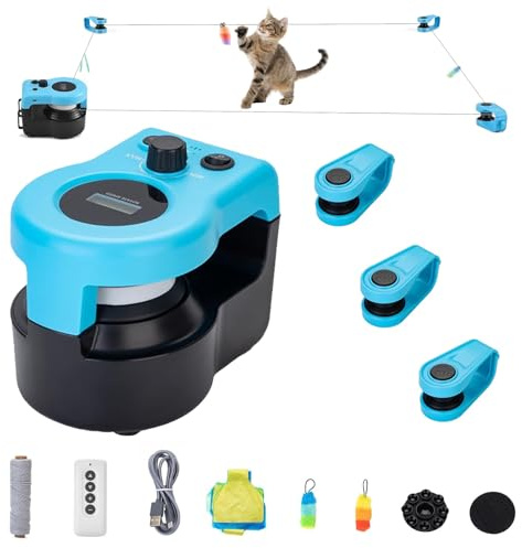 Katzenspielzeug Elektrisch, Katzenspielzeug Selbstbeschäftigung mit anpassbaren Laufwegen, Automatisches/Ferngesteuertes Simuliertes Katzenjagdspielzeug, Katzenlaufband Geschwindigkeit einstellbar