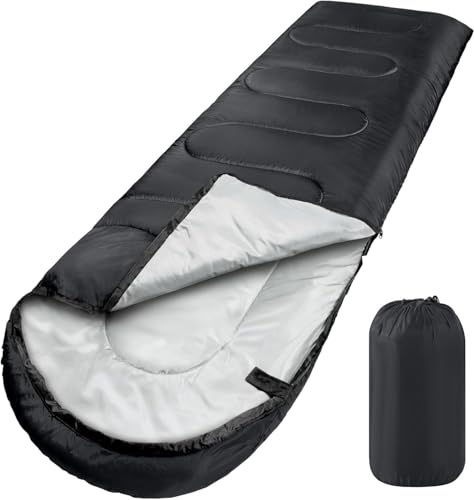 3-Season Sleeping Bag for Adults, Ultralight & Waterproof Backpacking Sleeping Bag with Compression Sack, Warm Cold Weather Camping Bag for Hiking, Outdoor Travel