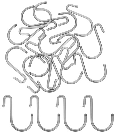 Healifty 20 Ganchos Metálicos en Forma de J Plateados para Tableros Perforados Agujero, Ganchos de Almacenamiento para Garaje y Organizador de Pared en Sala de Manualidades, Taller