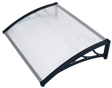 AXI Lux Marquise de Porte et de Véranda, Noire | Auvent/Abris Fenêtre - Aluminium et Polycarbonate -128x75x24 cm