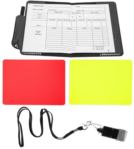 Gadpiparty Set Arbitre Football avec Cartons Rouges et Jaunes en PU PVC Léger, Sifflet et Carnet de Scores pour Matchs de Football et Compétitions Scolaires