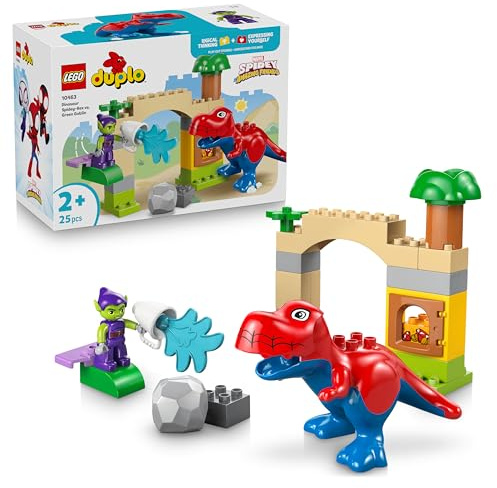 LEGO DUPLO | Spidey-Rex vs. Green Goblin - Feinmotorik Spielzeug für Kleinkinder - 2 Figuren inkl. Spidey-T-Rex - Superhelden Geschenk für Jungen ab 2 Jahren - 10463