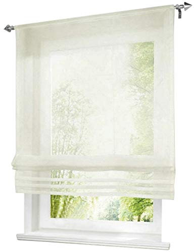 BAILEY JO 1er-Pack Raffrollo mit Tunnelzug Gardinen Transparent Voile Vorhang (BxH 100x155cm, beige)