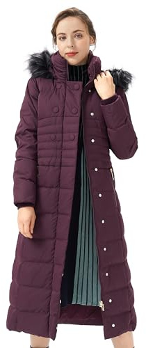 Orolay Chaqueta de Plumón para Mujer con Abrigo de Manga Raglán con Capucha de Pelo Largo Ejercito verde M