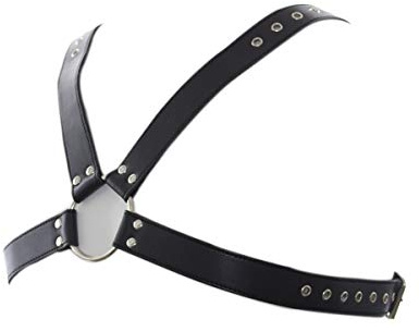 Drqinyi Men's Leather Body Chest Harness Belt Punk Cage Belt Buckle Ring Adjustable (Black 186)