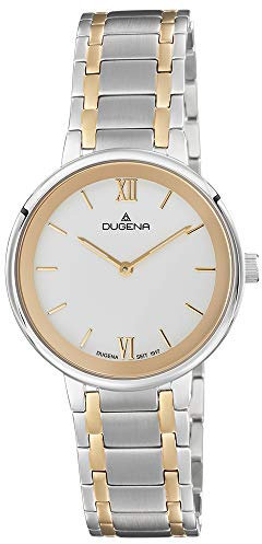 Dugena Damen-Armbanduhr 4460997 Cosima, Quarz, weißes Zifferblatt, Edelstahlgehäuse, Saphirglas, Edelstahlarmband, Drückerfaltschließe, 3 bar