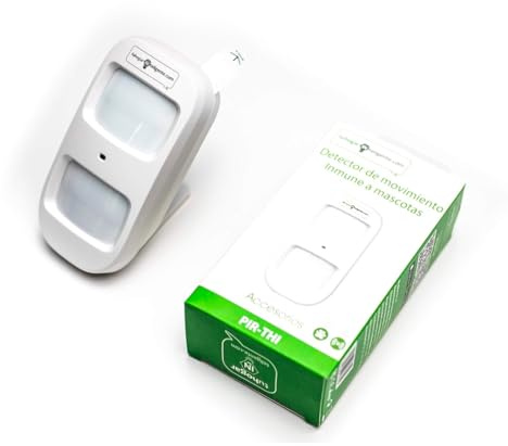 Sensor de Movimiento PIR Inalámbrico Inmune a Mascotas y a Inhibidores de frecuencia | Detector de Infrarrojos Area de detección: 8m/110° para Usar con Sistema de Alarma THI