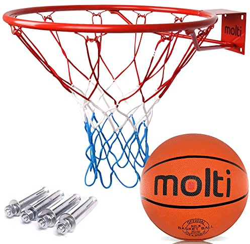 molti HangRing Ø45cm Ø37cm Basketballring Set mit Ball Basketballkorb BasketballNetz und Befestigungsschrauben Basketballspiel Teamsport Indoor & Outdoor