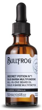 Bullfrog Olio Barba Multifunzione Secret Potion N.1 50ml - Profumato e nutriente - Note legnose, aromatiche e ambrate - Made in Italy