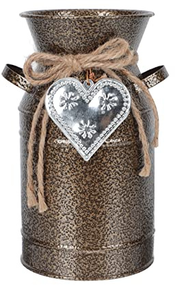 Angoily Shabby Chic- Vasen für Blumen Rustikale Galvanisierte Milchkanne aus Galvanisierter Blumenvase mit Herzförmiger Und Seildesign für Bauernhausdekor Haus- Und Küchentisch- Tischstücke