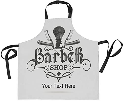 CHIFIGNO Individuelle Haarstylisten-Schürzen, Unisex, Gothic-Logo, Friseurschürze, verstellbare Friseurschürze, personalisiertes Geschenk mit 2 Taschen