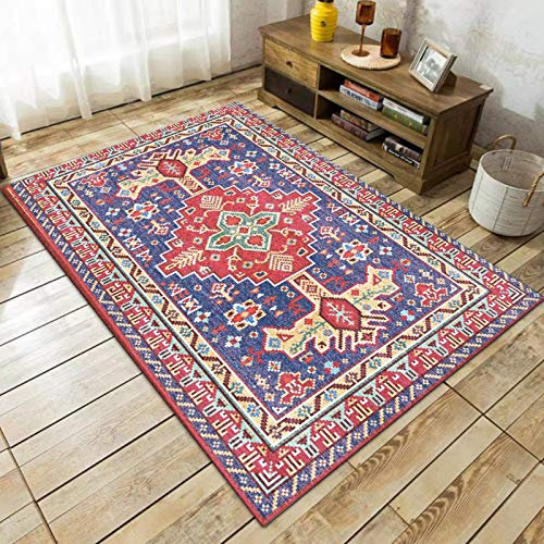 Rururug Designer Teppich Quadratisch Kurzflor Moderner Orientteppich Klassisch Gemustert Ornamente für Wohnzimmer Schlafzimmer Kinderzimmer, Mehrfarbiges Kreuz mit Blumenweinlese 200 x 200 cm