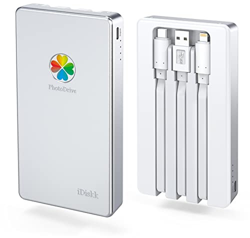 iDiskk 4TB MFi Certified External Hard Drive for iPhone iPad Android Phone,iPhone Hard Disk for MacBook/Windows/PC, Memory Storage Photo Stick to auto Backup Photos/Videos/Files (Metal)