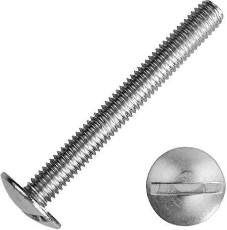 Techtanium Flachrundschrauben M5 x 60 mm mit Schlitz aus Edelstahl A2 (10 Stück) | Becherschrauben | Rundkopfschrauben | Bordwandschrauben