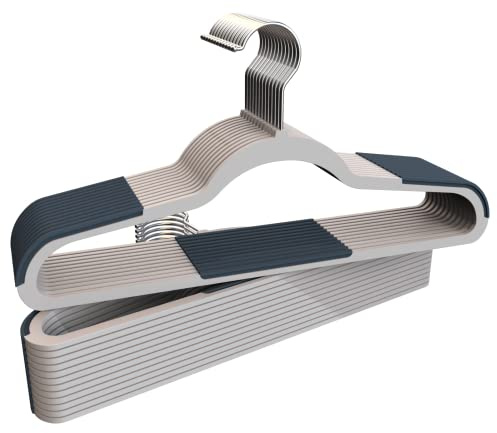 COM-FORT HOUSE | Perchas de Plástico Antideslizante | Medida 45cm| Perchas con Superficie Antideslizante | Gancho Giratorio de 360º | Pack de 24 Unidades |