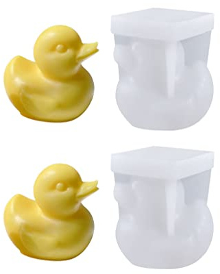 Xidmold Pack of 2 3D Duck Silicone Moulds Candle Mould Soap Mould Duck Baking Mould Cake Silicone Moulds for Fondant, Cake Decoration, Chocolate, Soy Wax Candles, Epoxy Resin Crafts