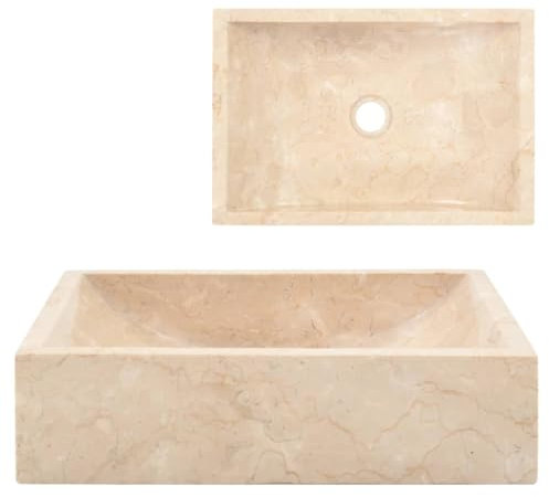 HIGSOSE Lavandino 45x30x12 cm in Marmo Crema Lavandino Bagno Arredo Bagno Lavabo da Esterno Lavandino Piccolo Lavandino da Appoggio Lavello Appoggio Lavello da Appoggio Lavabo da Appoggio