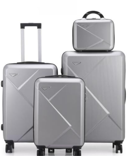 Max Star Juego de Maletas de Viaje 4 Piezas, Ruedas 360º, 4 Ruedas Dobles, Impermeable, Resistentes, Ligeras, Seguras, Gran Capacidad, Trolley, Rígidas, Diseño Elegante Negro y Gris