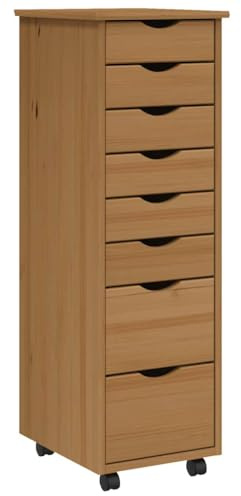 vidaXL Rollschrank mit Schubladen MOSS Honigbraun Massivholz Kiefer
