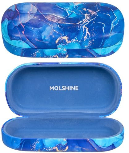 molshine Sonnenbrillen Etui aus Hartschalen Leder, klassisches großes Brillenetui für Damen und Herren, Sonnenbrillen
