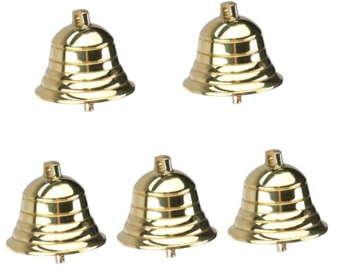 MAGICLULU 5 STK Messingglocke Hängende Weihnachtsglocke Christbaumschmuck Jingle Bells Handglocken Weihnachtsstrumpffüller Weihnachtsbastelglocke Glöckchenverzierung Kuhglocke Erwachsener