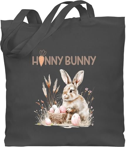 Baumwolltasche - Ostergeschenke Ostern - Hunny Bunny Osterhase I Osternest I Osterüberraschung - Unisize - Dunkelgrau - oster jutetasche osterhasen hase stoffbeutel osterhasentasche easter beutel