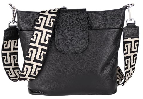 MIRROSI® Umhängetasche Damen, Echtleder, Made in Italy, BOHO Style30x24,50x9cm (BXHXT) viel Stauraum, Handtasche, Brusttasche, Crossbody Bag (1 Tasche & 2 Gurte)