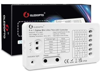 LIGHTEU®, GLEDOPTO Controller LED ultra sottile Zigbee 5 in 1 Alexa Voice/Hub APP/Telecomando DC5-24V, GL-C-002P