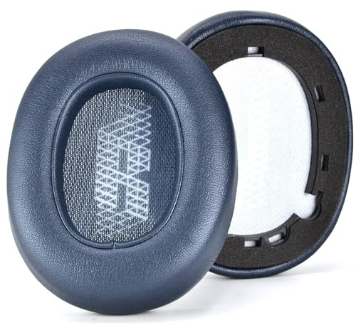 LIVE660 BTNC Ersatz-Ohrpolster, kompatibel mit JBL E65 E65BTNC / Duet NC / LIVE650BTNC LIVE660 BTNC Kopfhörer, bequem, Protein-Leder und Memory-Schaum-Ohrpolster, Blau