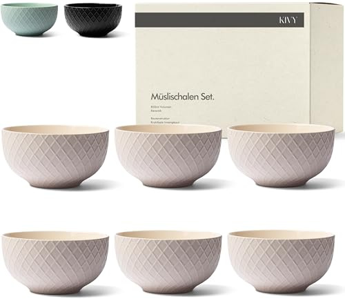 KIVY Set med 6 stycken skålar 850 ml - Stora soppor och gröt - Müsliskålar - I keramik (krämvit)