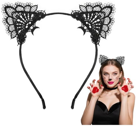 Epokus Katze Haarbänder Haarschmuck,Katzenohren Haarreif,Cat Ears Stirnband,Kopfschmuck Accessoire für zu Karneval & Fasching Kostüm Parteien Deko