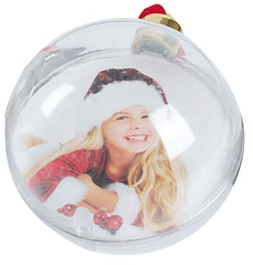Palla Di Ornamento Fotografico - Pendente Trasparente Per Foto, Decorazioni natalizie Per Fotografie Di Famiglia | Ciondolo Ad Albero Personalizzato, Ornamento Di Natale Con Foto Fai Da Te Per