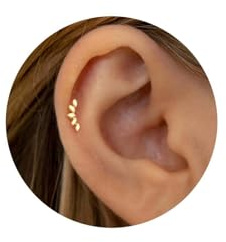 Kabwea 2 Pcs 18K Zierliche Climber Stud Ohrringe, Helix Piercings Silber 18K, Piercing Ohr, Piercing Set, Piercing, Tragus Piercing, Helix, Tragus Piercing Silber（1 Paar）