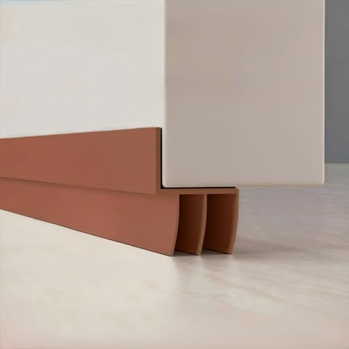 Vingspina 91cm Braun Dichtung Selbstklebend, Silikon Türdichtung, Türdichtung Abdeckleisten Dichtung, Geeignet für Türen mit einem unteren Spalt von bis zu 1cm, Qmenfengtiao
