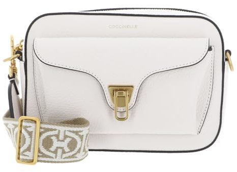 Coccinelle Pelle borsa a tracolla Beat Soft Ribb Crossbody Bag Grained Leather Blanco avorio