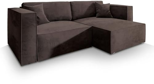 Masseno Ecksofa NERIO M mit Schlaffunktion L-Form, Sofa mit Bettkasten, Wohnzimmersofa, Couch, Soffa, Bettsofa, Couchgarnitur- Braun, Monolith 29