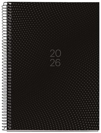 Miquelrius - Agenda 2026 18 Meses, Tamaño A5+, Planificador Semanal: de Julio'25 a Diciembre'26, Semana Vista, Espiral Metálico, Cubierta de Cartón Forrado, Español-Inglés-Portugués