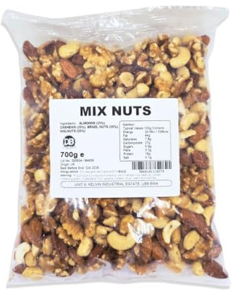 MIX NUTS 700G PREMIUM RAW UNSALTED – Nutritious Vegan, Keto & Vegetarian Snack Blend | Gourmet Raw Cashews, Almonds, Walnuts & Brazil Nuts for Energy & Wellness