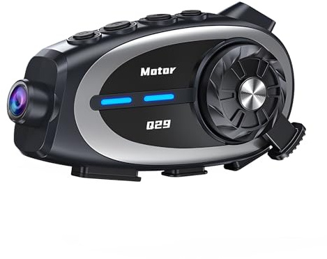 OBEST Motorradhelm Headset mit 1080P Kamera, Motorrad Bluetooth Intercom | Wasserdichte Motorrad Dashcam Recorder, Helm Kabellose Kopfhörer HiFi-Stereosound für Reiten Skifahren Reisen