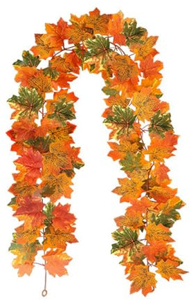 Bherbstdeko, Blätter Deko, Künstliche Ahornblatt-Girlande 170cm, Herbst & Herbst Deko für Zuhause, Garten, Wand, Tür, Hochzeit, Party, Danksagung, Kamin, Weihnachtsdekoration (Innen/Draußen)