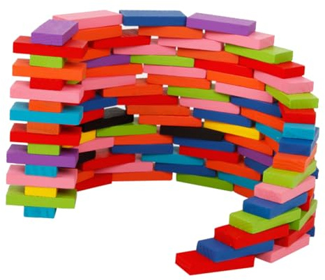 CHICAMPERA Domino Spielzeug Holzbausteine Für Kinder 120 Stück Bunt Mit Domino Effekt Eltern Kind Früherziehung Spielzeug Zur Hand Augen Koordination