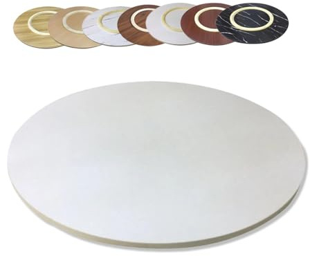Planche de service rotative en bois de 60 cm, plateau tournant rond pour salle à manger, cuisine, plateau de service finition blanche, parfait pour le divertissement et la salle à manger