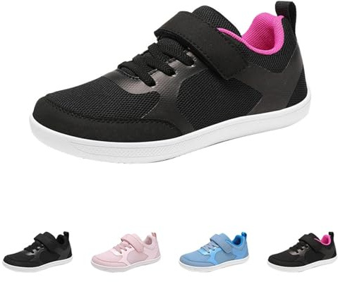 Trainers Boys Girls Barefoot Shoes Kids Wide Toe Breathable Walking Shoes Sneakers for School Trail Running Outdoor Sports Hot Pink Footwear UK 10
